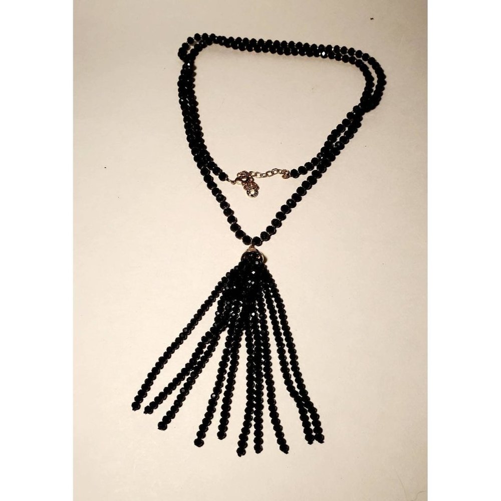 Vintage Anne Klein 36 inch Beaded Necklace, Possibly a diamond chip in signature
